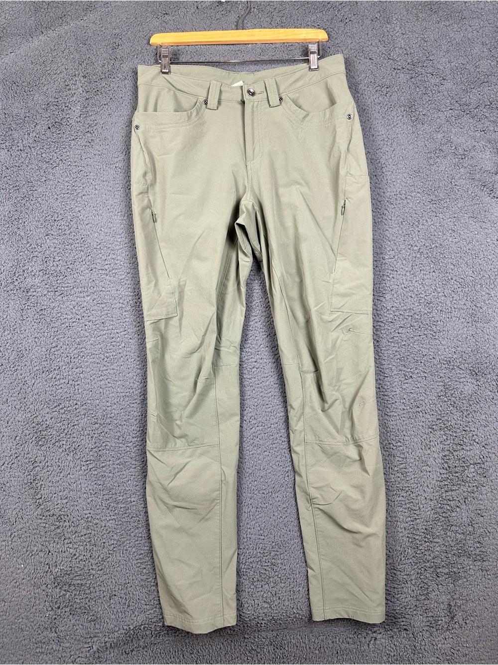 Duluth Trading Nomad Pants Mens 10 x 33 Olive Green Nylon Spandex Outdoor Hiking
